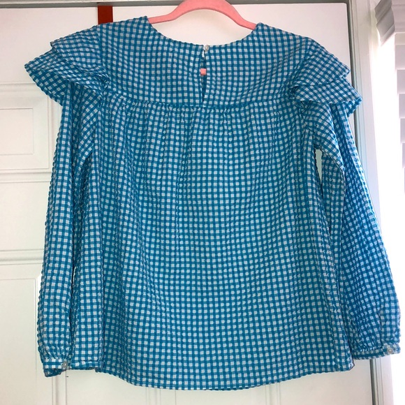 Sz.XS (Runs Large) Crown & Ivy Blue Gingham Blouse with Fabulous Sleeves EUC! - Picture 2 of 4